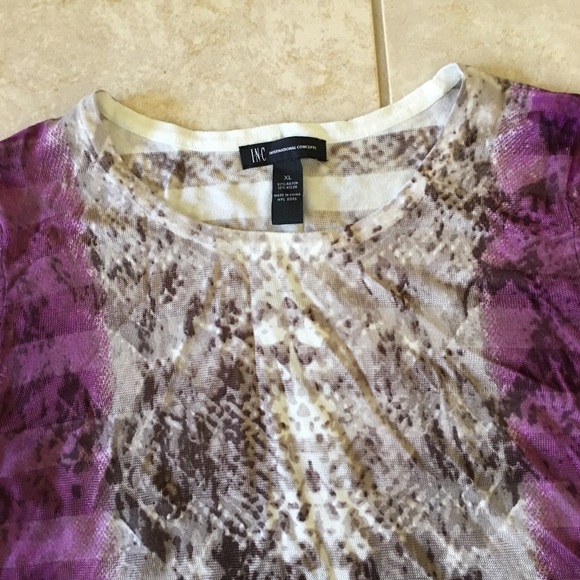 Purple Gray White Scoop Neck Long Sleeve Sweater - Picture 3 of 7